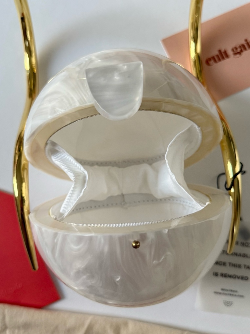 CULT GAIA. Brand New Pearl Acrylic Metal Top-Handle Bag. $498. - Picture 6 of 16